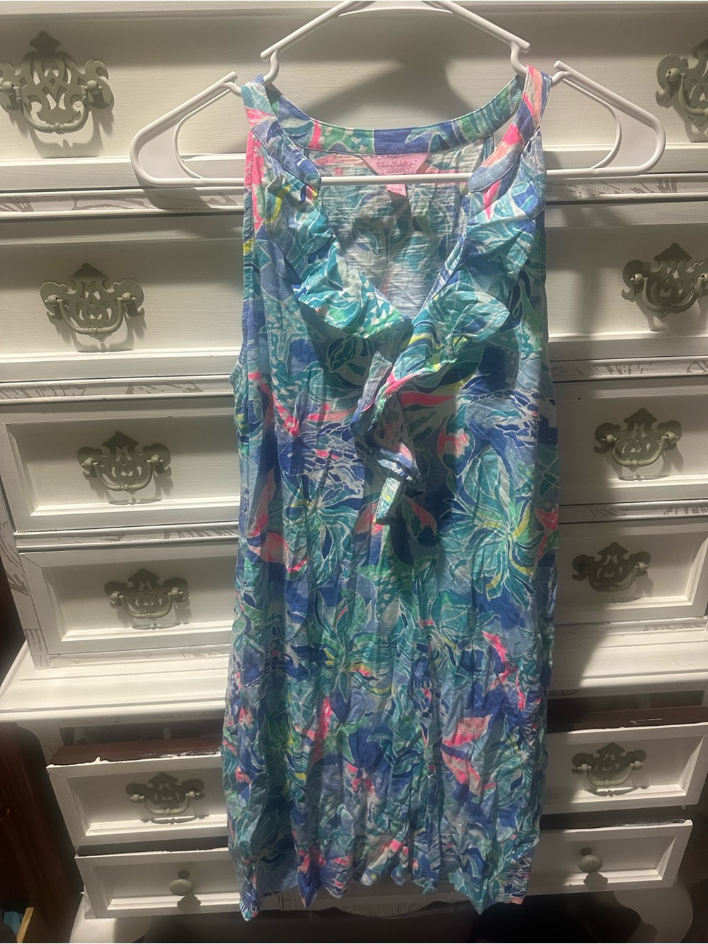 Lilly Pulitzer Sleeveless V-Neck Ruffle Swing Dress Size Small
